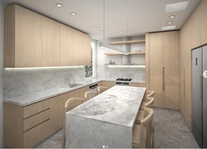 Modelo 3D de la cocina en roble claro, la variante elegida